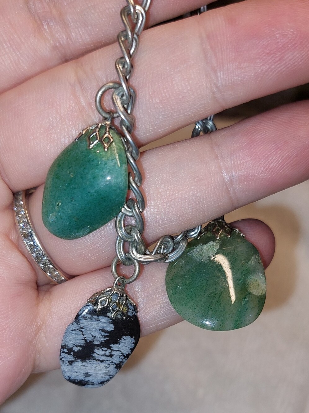 Natural Green Stone Charm Bracelet - Women Jewelry